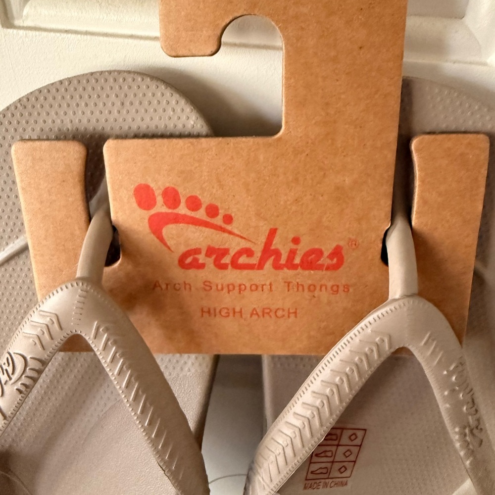 Archies High Arch Sandals in Taupe Nude NWT arch support orthotic flip flops - Picture 2 of 6